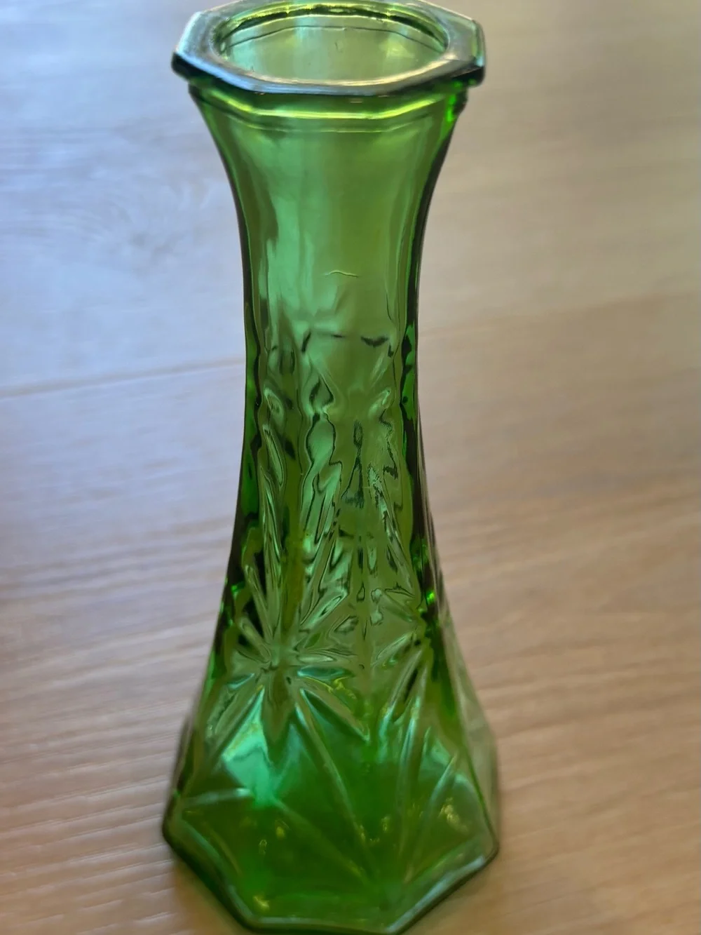 Green Pressed Glass Bud Vase - Elegant Home Accent
